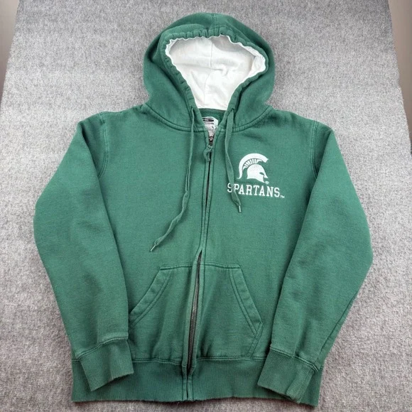 Stadium Athletics Zip Hoodie Kids Large Green Michigan State Spartans Fleece - Picture 1 of 6